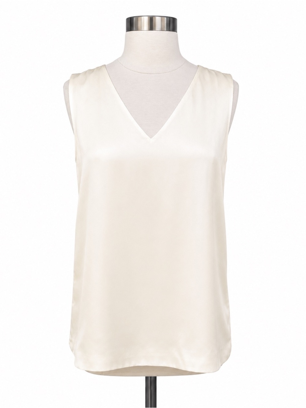 Ann Mashburn Silk 4-Ply Crepe de Chine Ivory Sleeveless Top – Size M